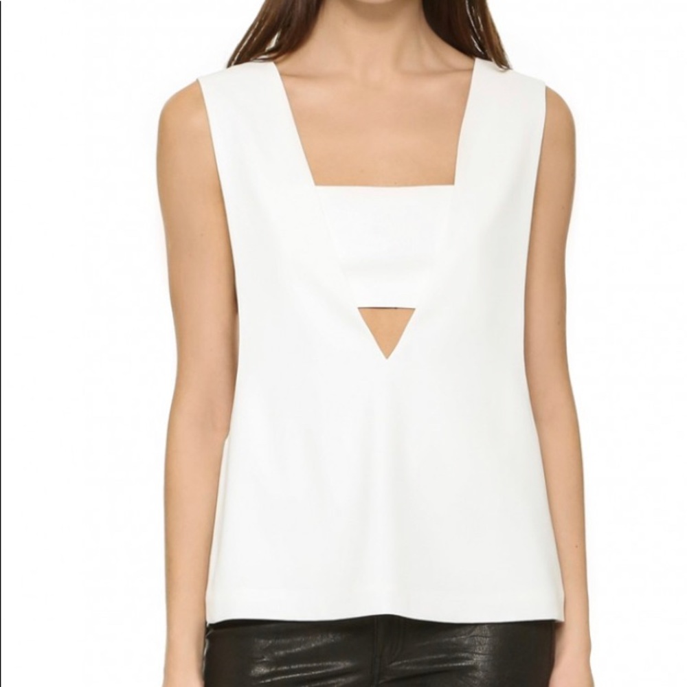 T by Alexander Wang White Crepe Low V Bandeau Tank